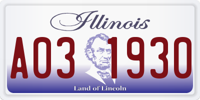 IL license plate A031930