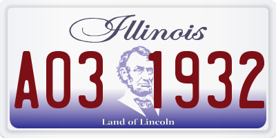 IL license plate A031932