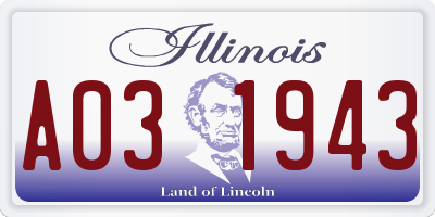 IL license plate A031943