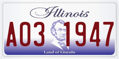 IL license plate A031947