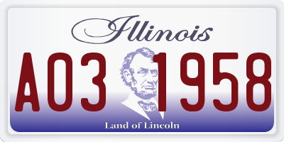 IL license plate A031958