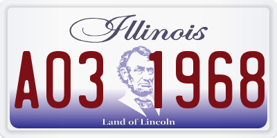IL license plate A031968