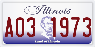IL license plate A031973