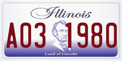 IL license plate A031980