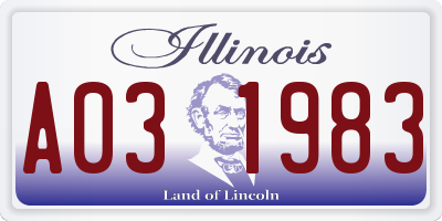 IL license plate A031983