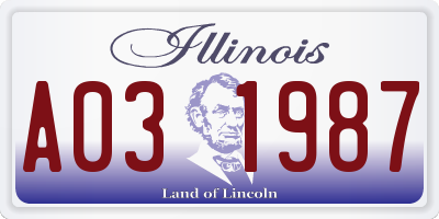 IL license plate A031987