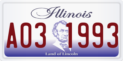 IL license plate A031993