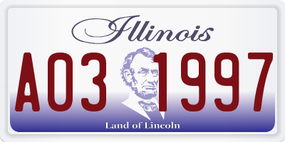 IL license plate A031997