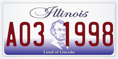 IL license plate A031998