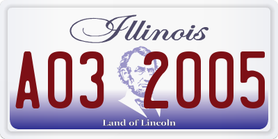 IL license plate A032005