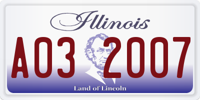 IL license plate A032007