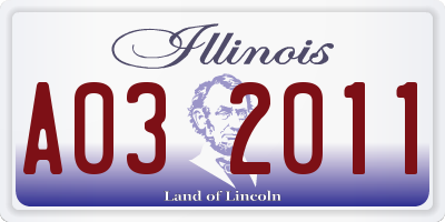 IL license plate A032011