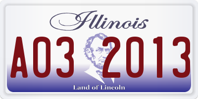 IL license plate A032013