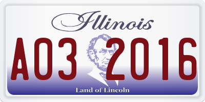 IL license plate A032016