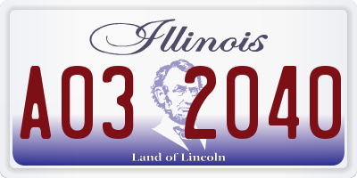 IL license plate A032040