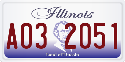 IL license plate A032051