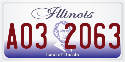 IL license plate A032063