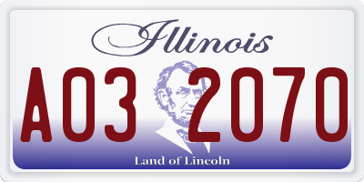 IL license plate A032070
