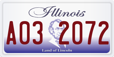 IL license plate A032072