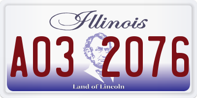 IL license plate A032076
