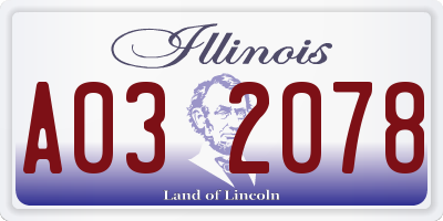 IL license plate A032078