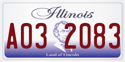 IL license plate A032083
