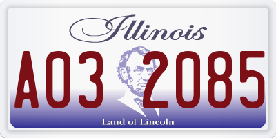 IL license plate A032085