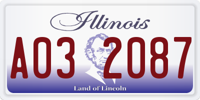 IL license plate A032087