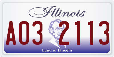 IL license plate A032113