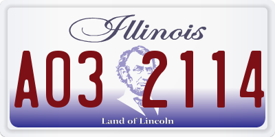 IL license plate A032114