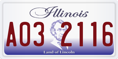 IL license plate A032116