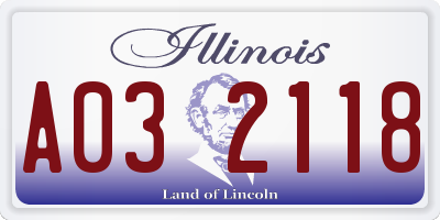 IL license plate A032118