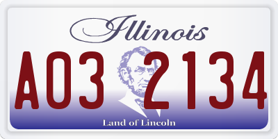 IL license plate A032134