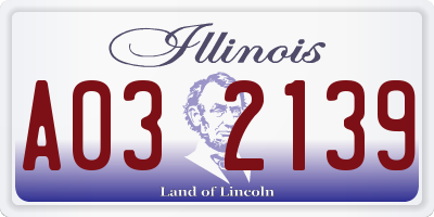IL license plate A032139