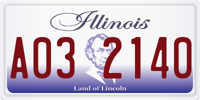 IL license plate A032140