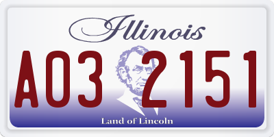 IL license plate A032151