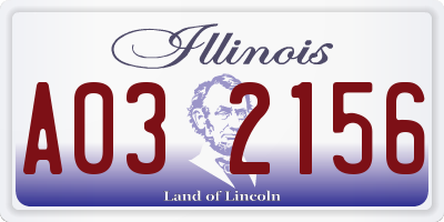 IL license plate A032156
