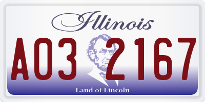 IL license plate A032167