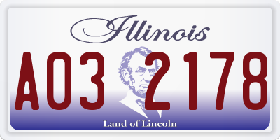 IL license plate A032178