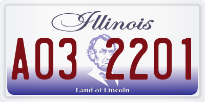 IL license plate A032201