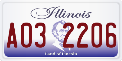 IL license plate A032206