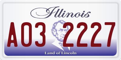 IL license plate A032227