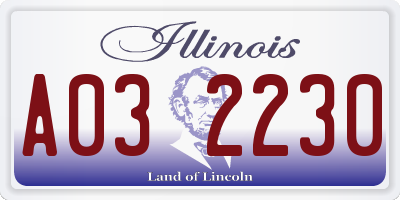 IL license plate A032230