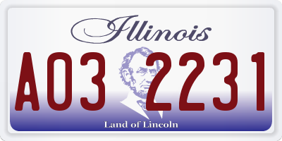 IL license plate A032231
