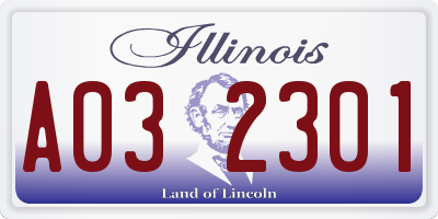 IL license plate A032301