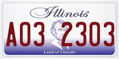 IL license plate A032303