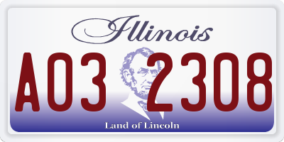 IL license plate A032308