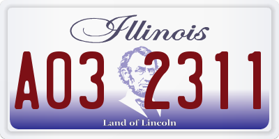 IL license plate A032311