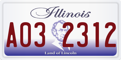 IL license plate A032312