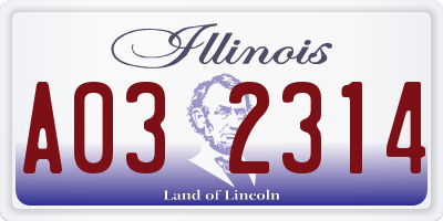 IL license plate A032314